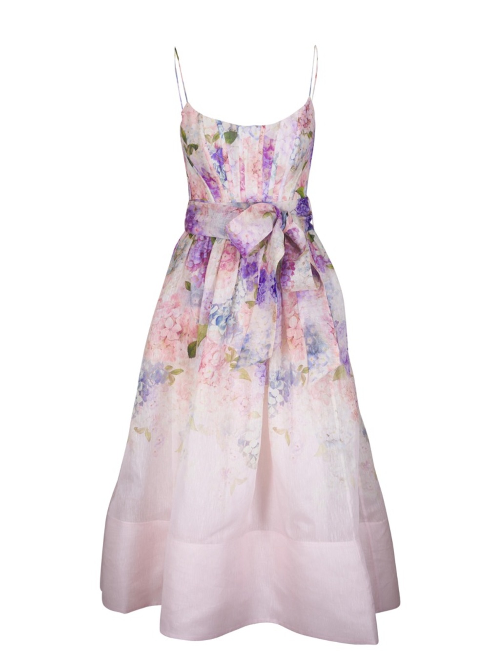 Zimmermann Pastel Floral Backless Midi Dress in Pink and Lavender linen size 2 - Picture 7 of 10